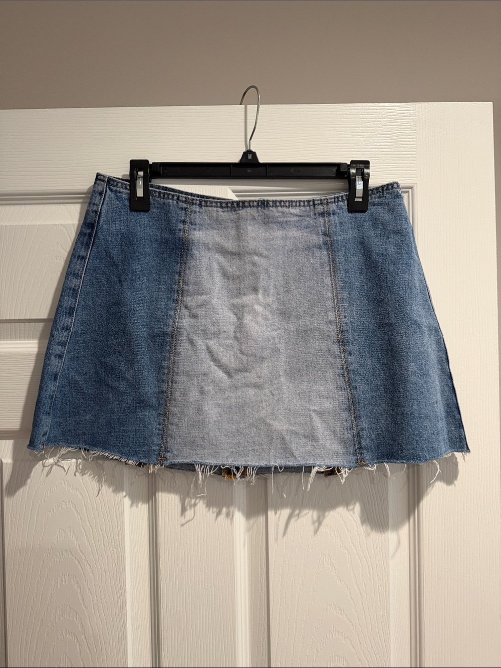 Blank NYC Two-Tone Blue Denim Mini Skirt